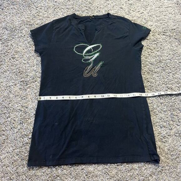 Vintage Y2K Black G-Unit 50 Cent Mcbling Rap Rhinestone Graphic Tee Womens XL - Picture 2 of 4